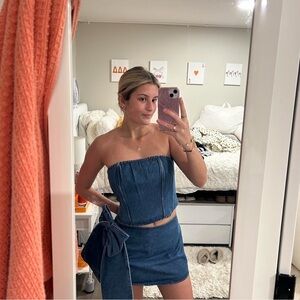 Fashion Nova Blue Denim Two-Piece Set